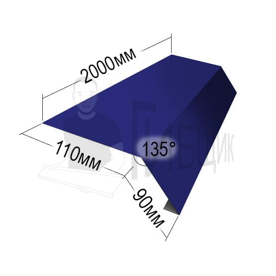Карнизная планка RAL 5002 110х90мм 2000мм 135°